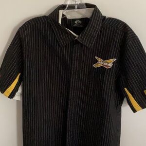 Casual Black and Yellow Button Down Shirt ski doo